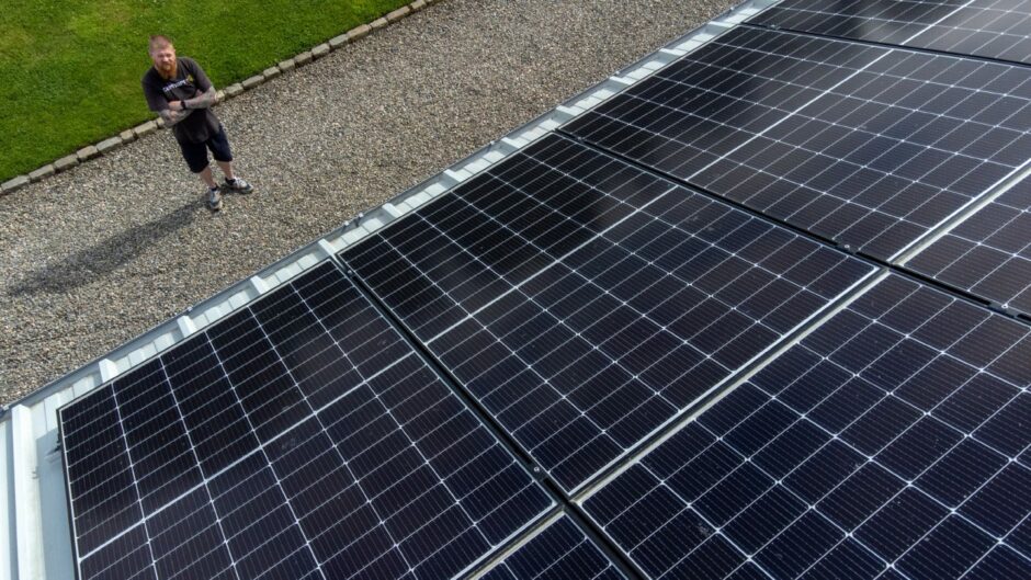 Michael Mahoney and his troublesome solar panels in Ythanbank. 