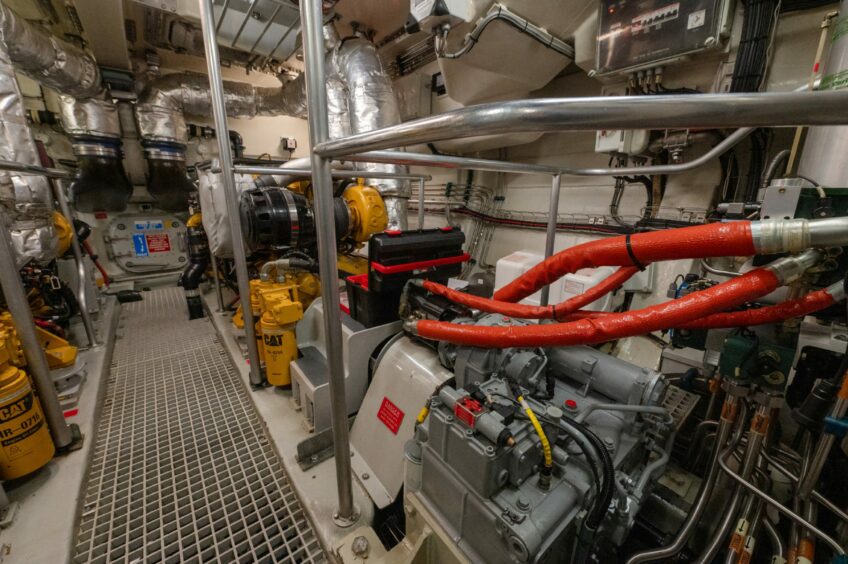 Mechanical system inside the RNLI lifeboat.