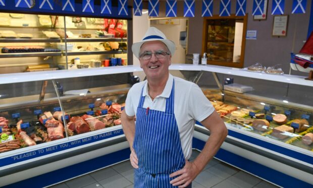 David Sandison has celebrated working at West End Butcher in Peterhead for 50 years. Image: Kenny Elrick/DC Thomson