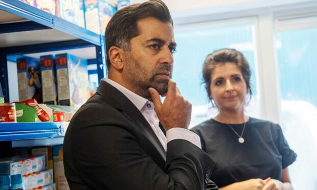Humza Yousaf meeting AberNecessities founder Danielle Flecher-Horn in Dyce on July 18. Image: Kath Flannery/DC Thomson.
