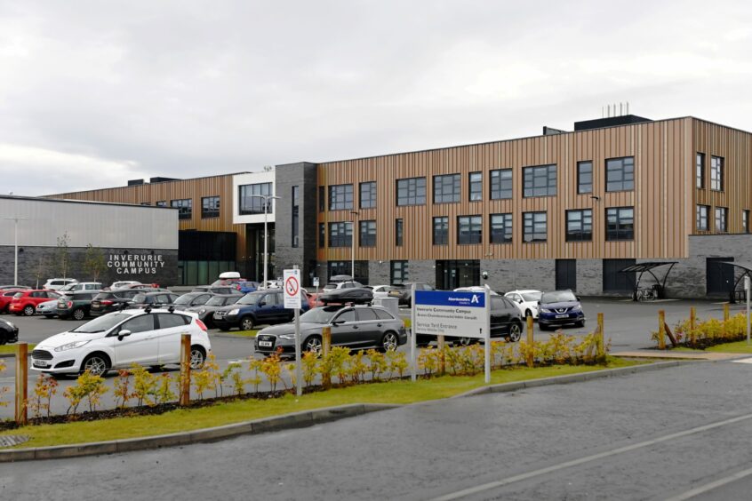 Car park and front of building at Inverurie Community Campus
