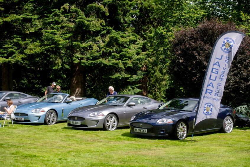 A line up of Jaguars at the Drum Castle event.