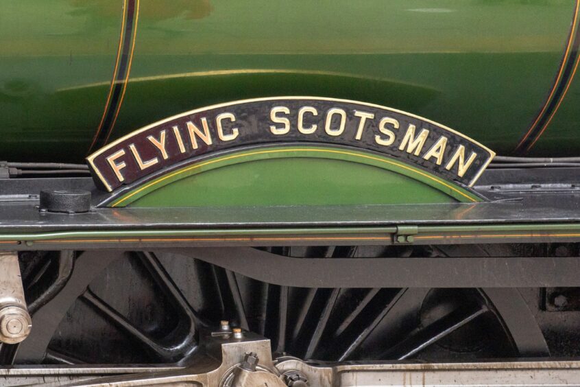 The Flying Scotsman steam engine at Aberdeen Railway Station, a visit as part of the locomotive's centenary celebrations. 