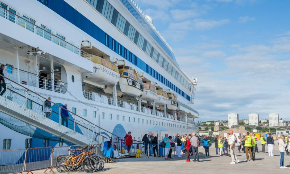 Cruise ship AIDAaura in Aberdeen.