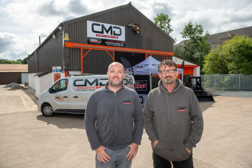 Colin Duncan, left, and Jason Millar outside the workshop in Bucksburn. 