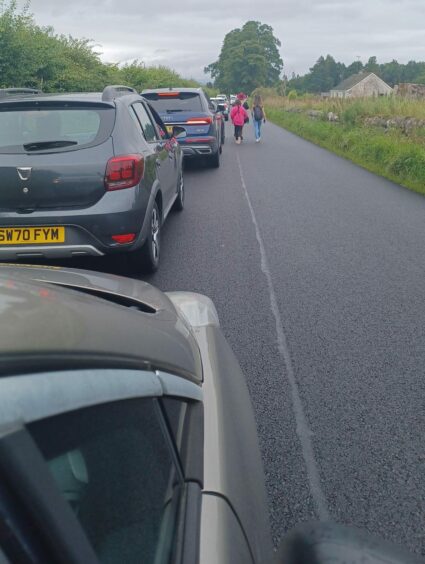 Queues of traffic at Belladrum festival this year. Parking fees will be introduced next year to prevent this repeating