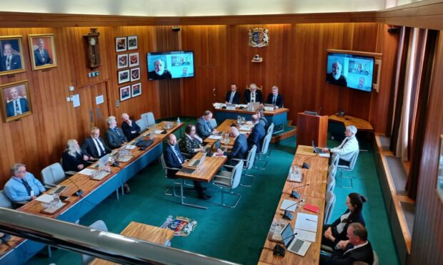 Orkney Islands Council chamber before the full council meeting on July 4, 2023. Image: Andrew Stewart/DC Thomson