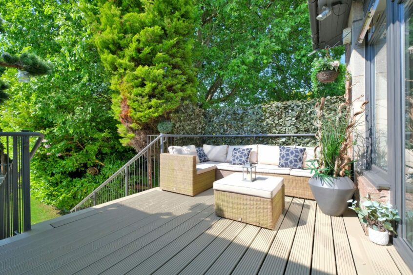 Decked area leading to back garden of the Aberdeen house.