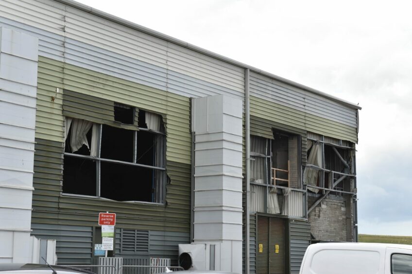 Exterior of building damaged in the Aberdeen fire.