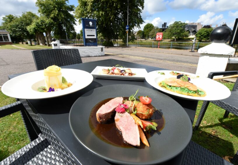 Outdoor tablespread at the Inverness restaurant.