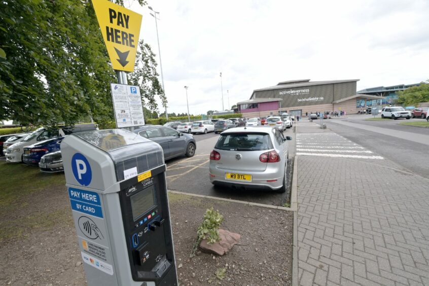 Parking machine at Inverness Leisure Centre.