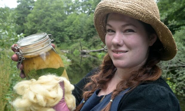 Samantha Farmer is experimenting with Himalayan balsam plants to use as dye for wool. Image Sandy McCook/DC Thomson