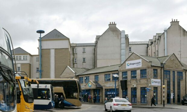 Stagecoach buses lined up outside Inverness Bus Station.