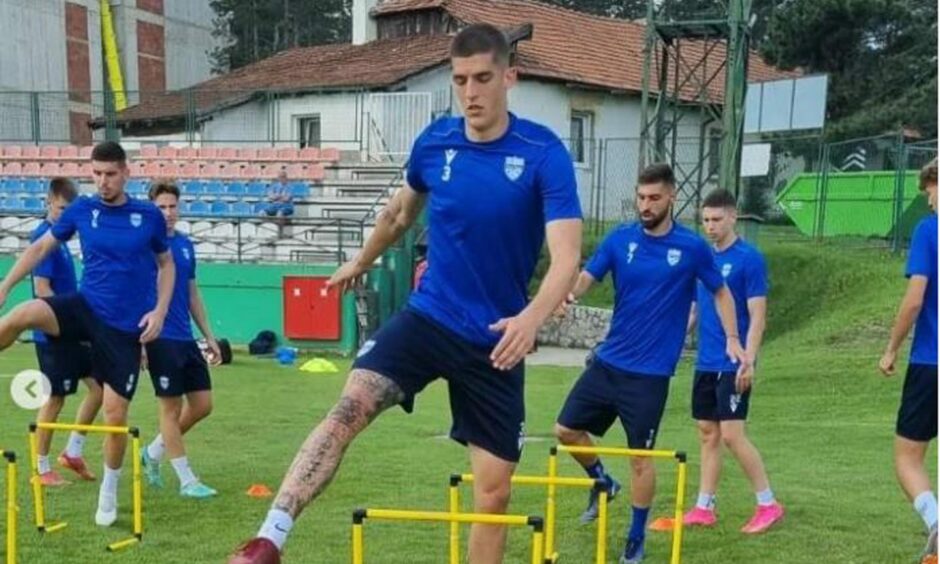 Serbian defender Slobodan Rubezic training with former club Novi Pazar.