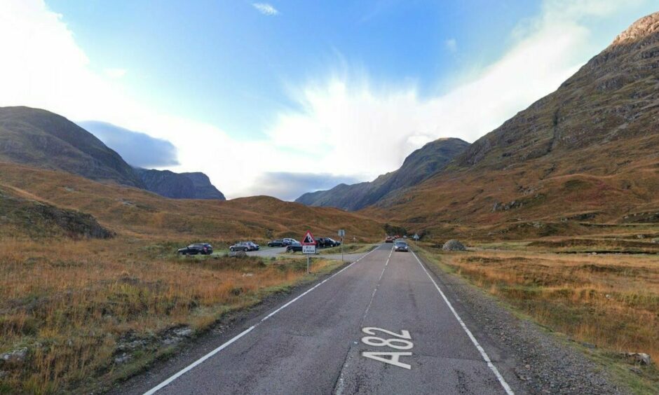 A82 road is closed in both directions.