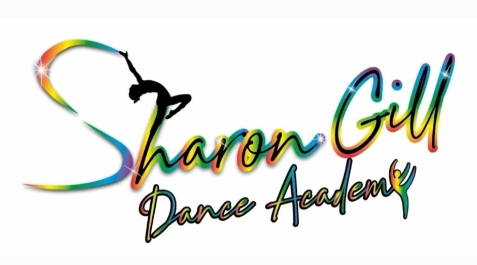 graphic advertising Sharon Gill Dance Academy features the shadow of a female dancer