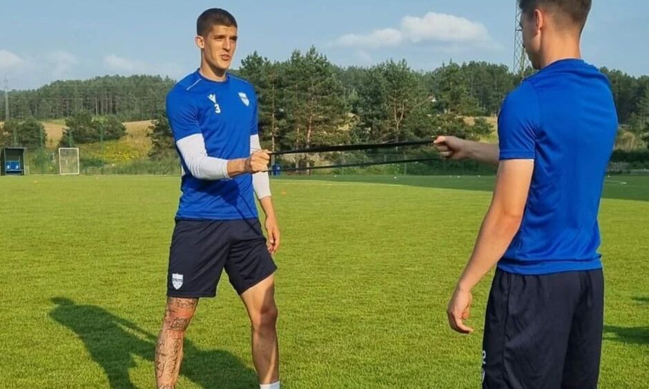 Aberdeen target Slobodan Rubezic in pre-season training with FK Novi Pazar.