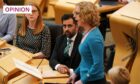 First Minister Humza Yousaf watches the Greens' Lorna Slater speak at Holyrood (Image: Andrew Milligan/PA Wire)