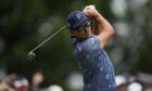 Rickie Fowler tees off on the first hole during the first round of the Travelers Championship golf tournament at TPC River Highlands, Thursday, June 22, 2023, in Cromwell, Conn. (AP Photo/Frank Franklin II)