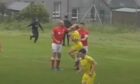 Nairn County defender Ross Tokely was involved in an off-the-ball incident in the friendly against the Western Isles.