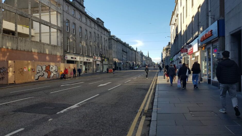 Union Street central is set to be overhauled with a bidirectional cycle lane. Image: James Wyllie/DC Thomson, October 2022