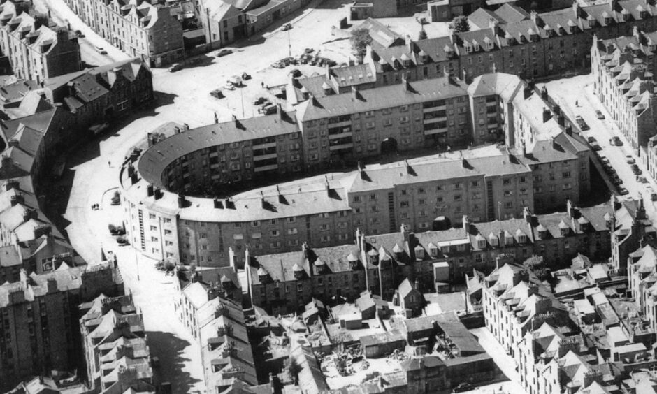 The Evening Express took to the air in July 1963 to capture this shot of Aberdeen's unique Rosemount Square. Image: DC Thomson