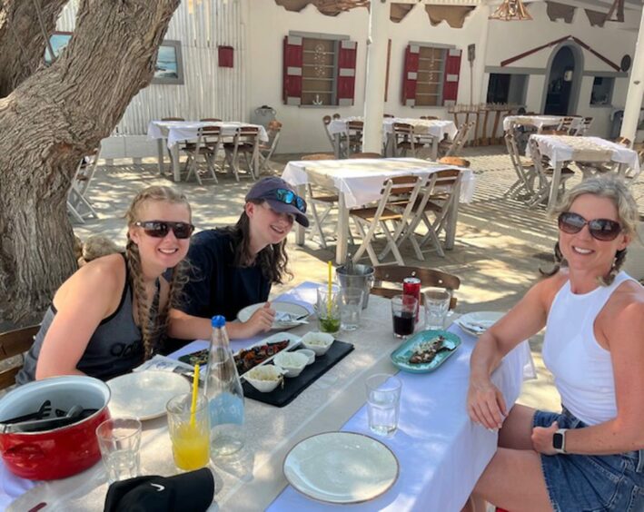 The Farquhar's enjoying their holiday before the wildfires spread. Picture shows; The Farquhar's. Rhodes. Image: Emma Farquhar.