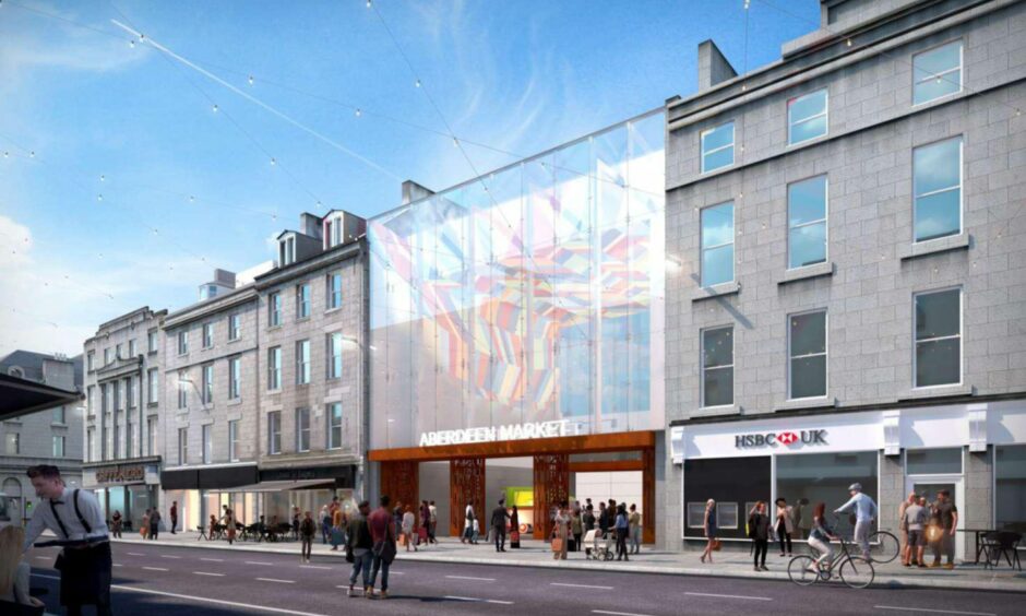 Artist impression of the Union Street entrance to the planned Aberdeen Market.