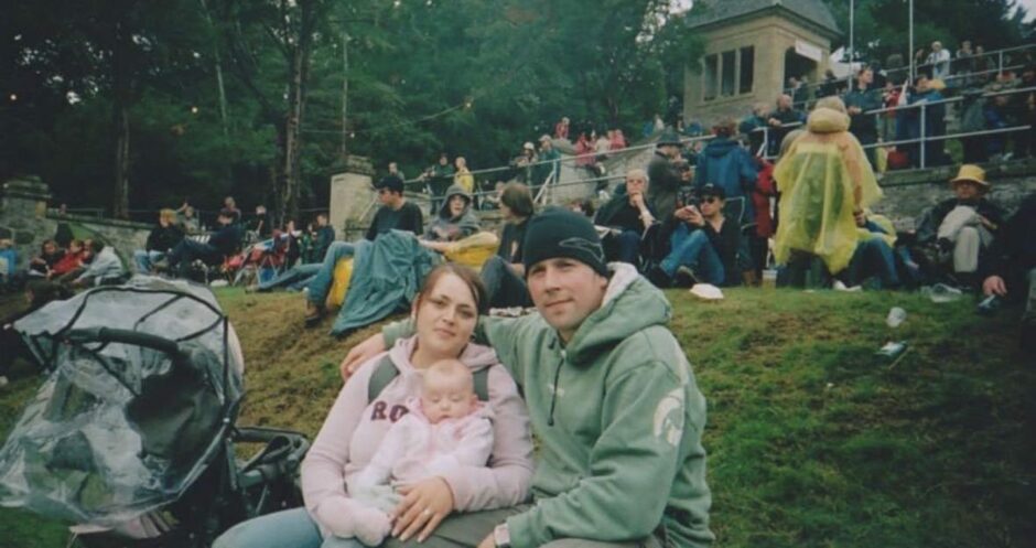 Sarah Weaver, Dennis Weaver and their daughter Syke when they first got engaged at Belladrum in 2005.