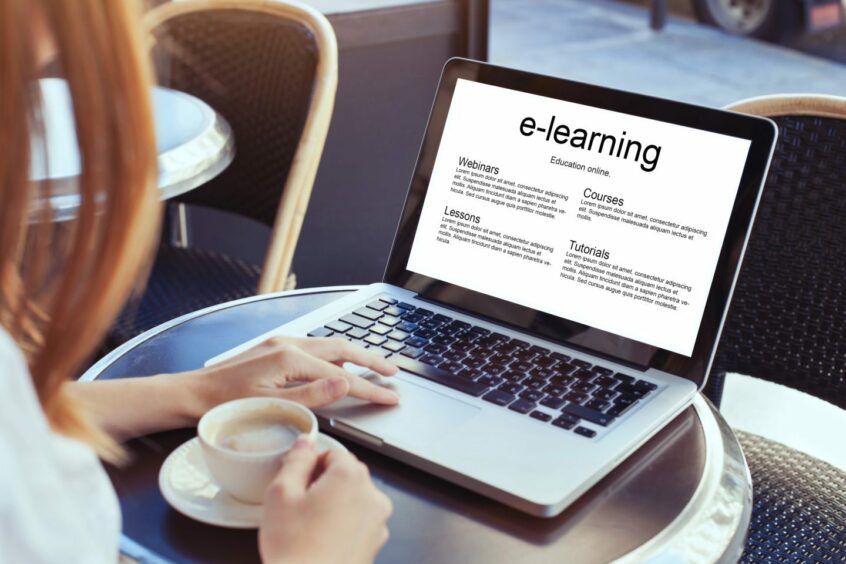 e-learning on a laptop.