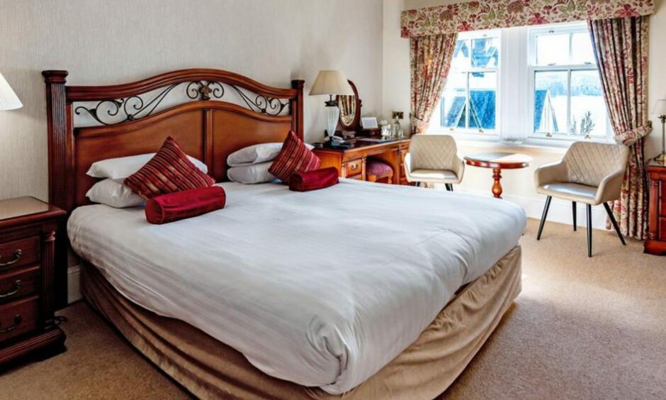 Bedroom inside Taychreggan Hotel in Argyll.
