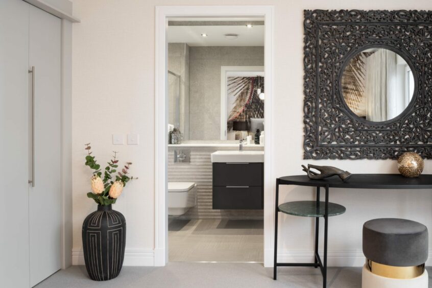 View of bathroom inside the Woodside home.