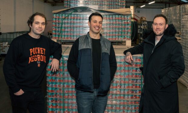 Aberdeen bar owner Ben Iravani, centre, with Whitebox co-owners Josh Rennie, and Alex Lawrence. Image: Neu Communications