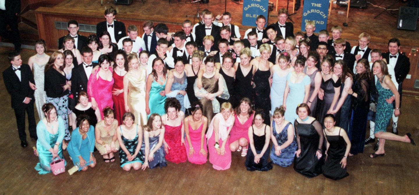 A group photo of the Aberdeen Grammar School leavers at their ball in 2000.