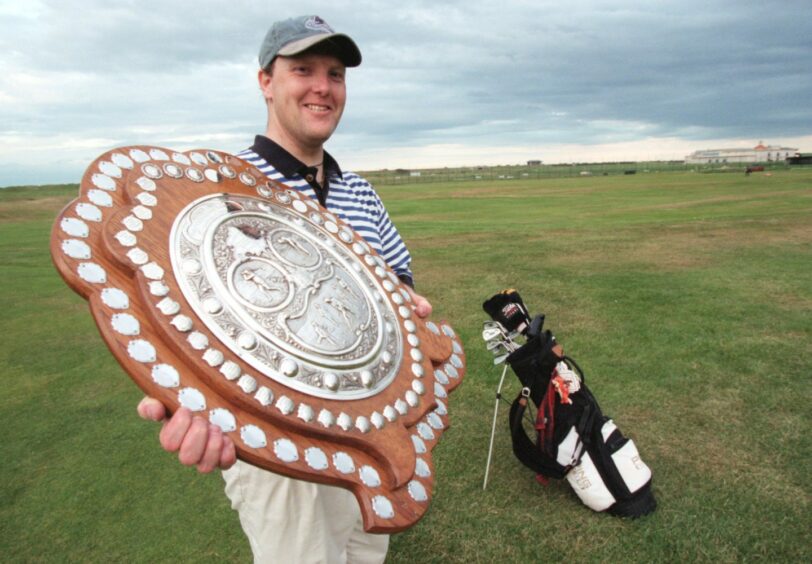 Steve Wheeler with his Aberdeen Links Championship shield in 1999