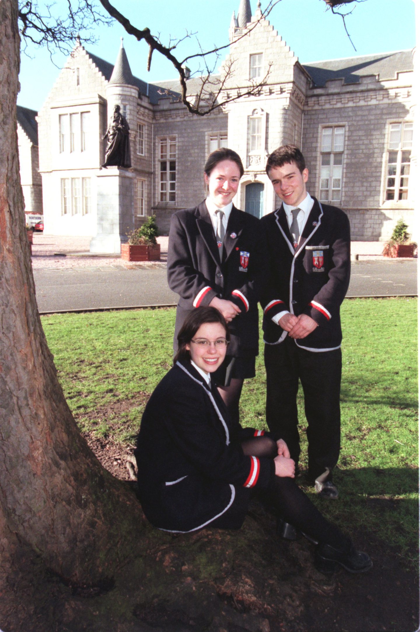 Head girl with two fellow pupils who were to take part in the Oxford Union Schools' Debating competition in 1999.