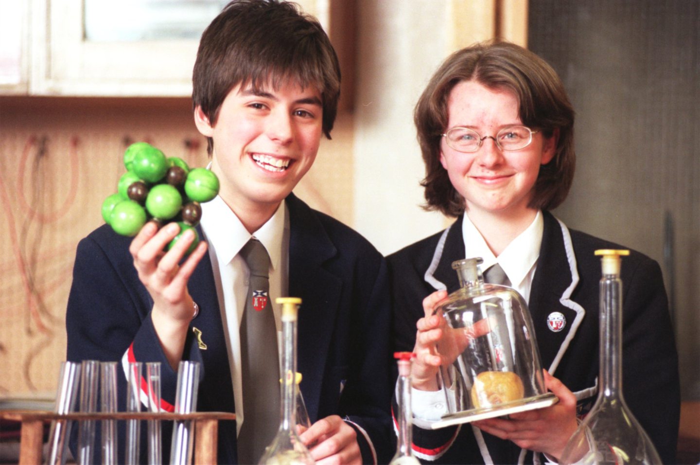 Grammar School pupils Rebecca Gane, and Judith Nieman who were to attend the British Youth Science Fair in London