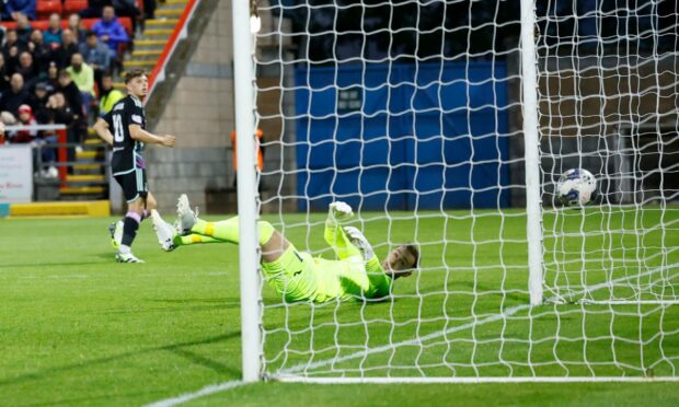 Leighton Clarkson scores against Stirling Albion in the Viaplay Cup. Image: Shutterstock.