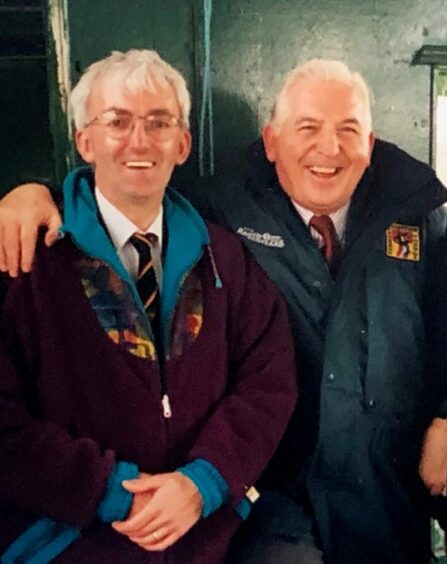 Hugh Dan MacLennan, left, with his BBC Scotland colleague, the late Alastair Alexander