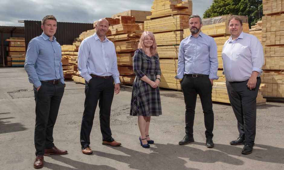 Deeside Timberframe's senior management team of David Crawford, Derek Wann, Kirsten Bell, Mark Robertson, technical director and Stewart Ferguson.