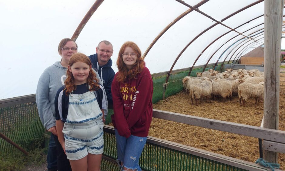 Gillian and Alex Thomson with their daughters Lauryn and Isla at Doonies Farm, one of many families on their final visits