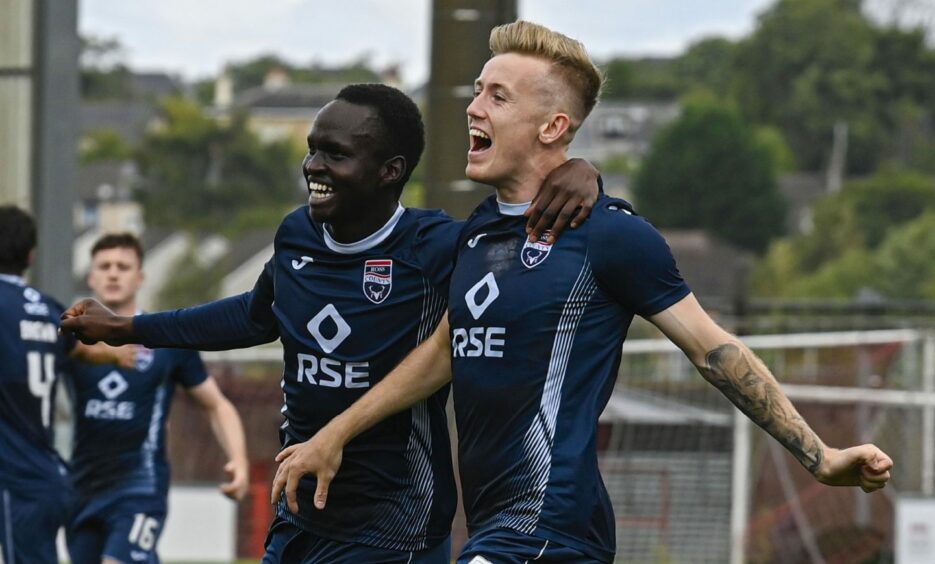Ross County's Kyle Turner celebrates scoring against Airdrie.