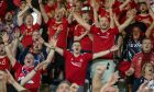 Aberdeen supporters cheer on the Dons in Gothenburg