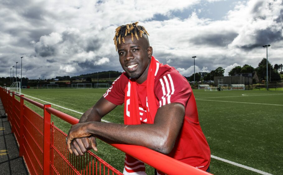 New Aberdeen striker Pape Habib Gueye at Cormack Park