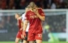 Aberdeen's Slobodan Rubezic looks dejected at full time against BK Hacken. Image: SNS.