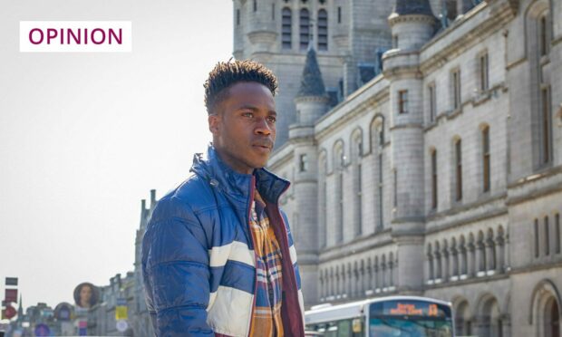 Romario Simpson starred as DC Davis Lindo in the first series of BBC Scotland's Granite Harbour (Image: BBC/LA Productions/Robert Pereira Hind)