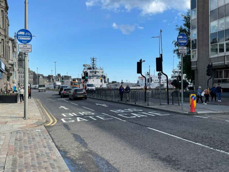 Both lanes of Guild Street have been changed to bus gates at the junction with Market Street.