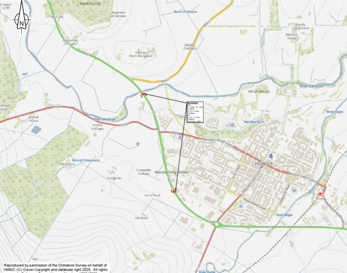Map of safety improvement location on A96 and A920