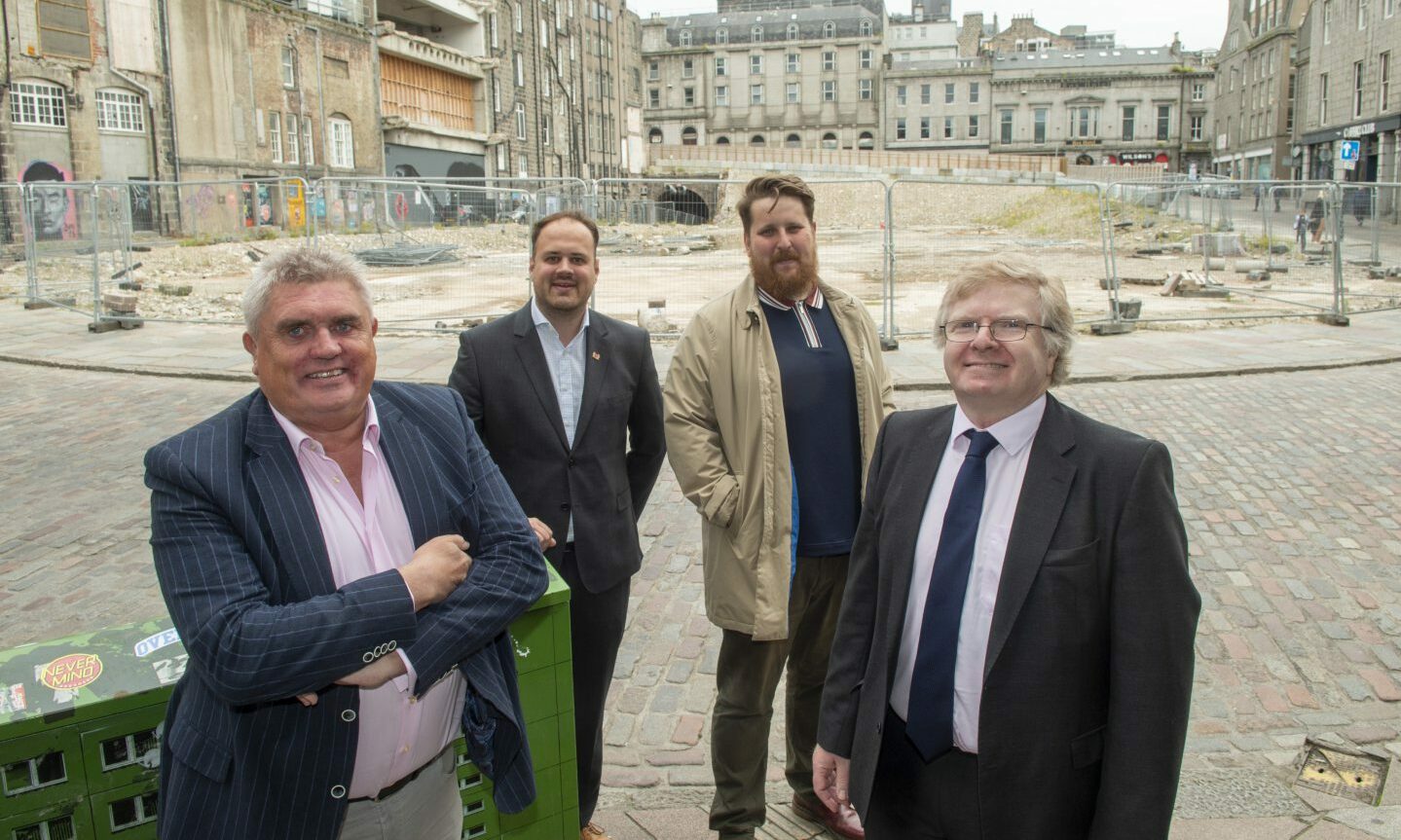 Allan Henderson, director of The McGinty's Group, councillor Ian Yuill, councillor Alex McLellan and Martin Widerlechner, marketing and sales manager at McGinty's. 