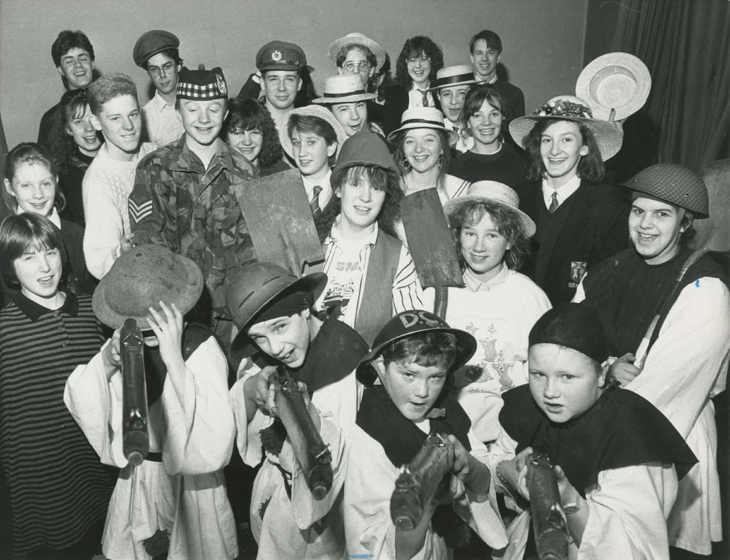 Pupils during rehearsals for the musical Oh What a Lovely War in 1989.